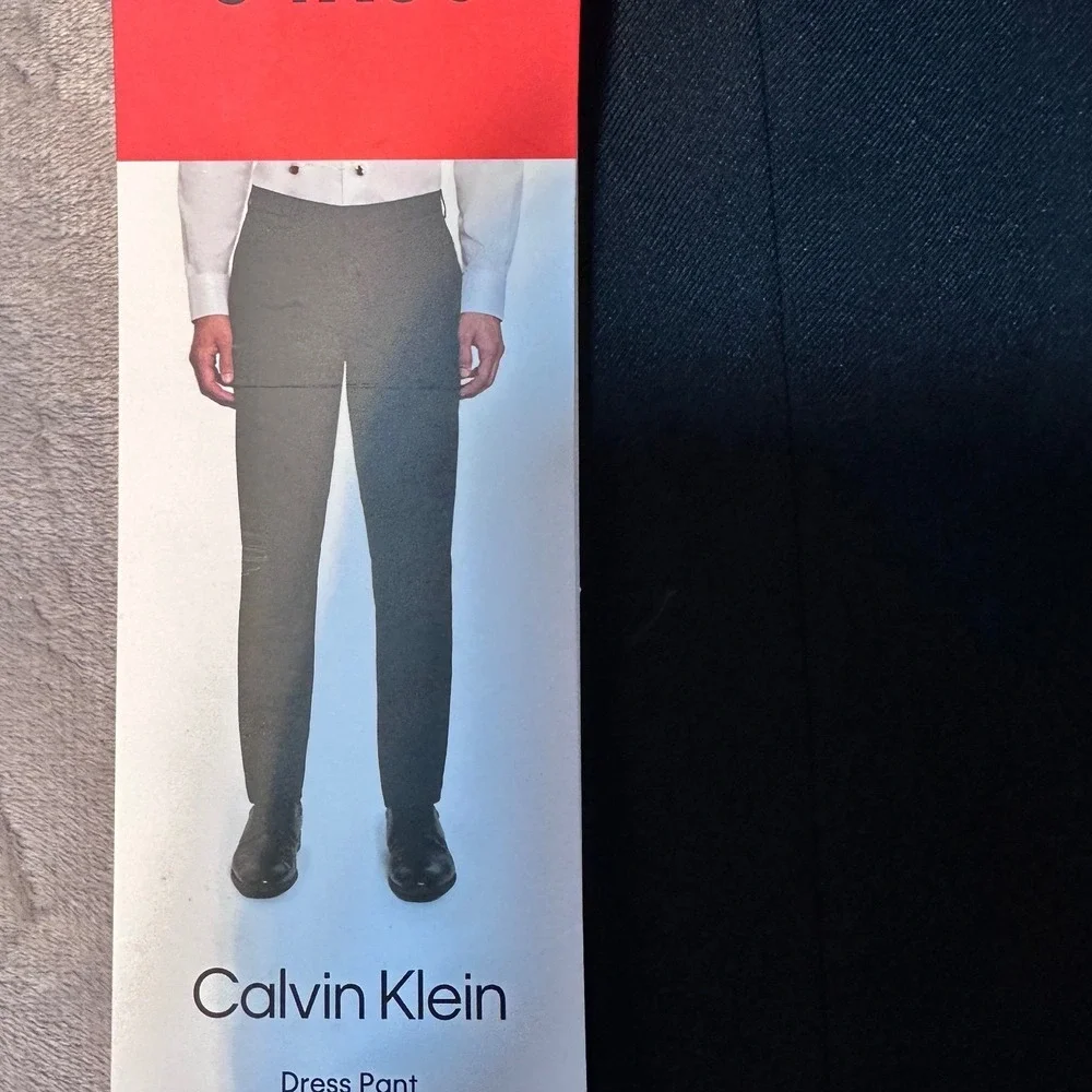 Calvin Klein Mens Slim Fit Dress Pants Black Stretch Flex Waist 34x30 NEW
